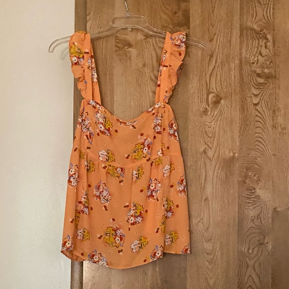 LOFT Tank top, ruffle sleeves coral. Sz XL